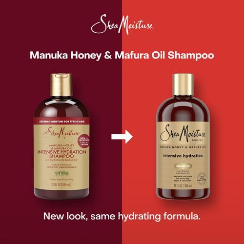 Sheamoisture Shampoo Hydratation Intense Pour Cheveux Secs Et Abîmés Miel De Manuka Et Huile De Mafura Sans Sulfates 384 ml
