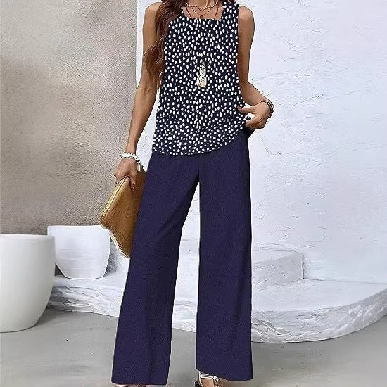 Ensemble deux-pièces gilet et pantalon imprimé 3D pour femme – 12 imprimés TP–5TG