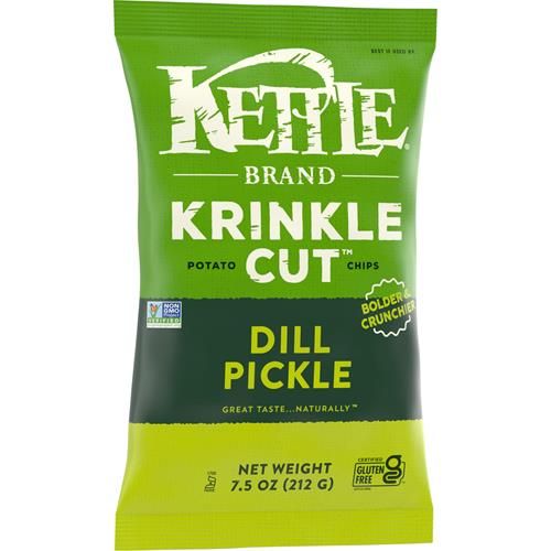 Kettle Brand Croustilles de pommes de terre coupe ondulée cornichon à l'aneth, 7,5 oz