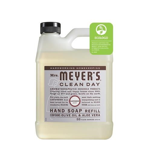 Recharge de savon liquide pour les mains Mrs. Meyers Clean Day, formule sans cruauté animale et biodégradable, parfum lavande, 975 ml (paquet de 1)