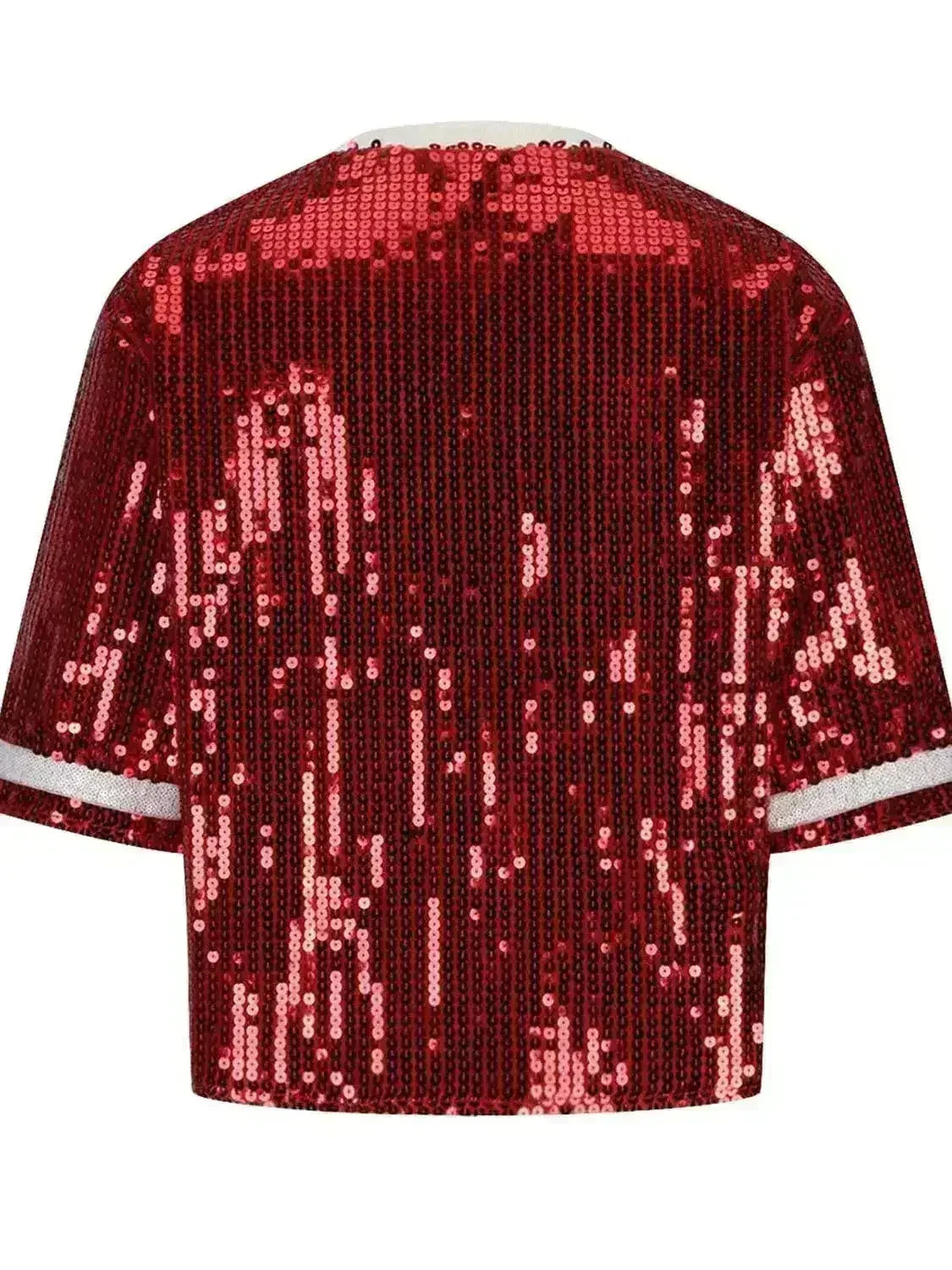 Haut de football à paillettes – Blouse étincelante à demi-manches | Femstylo