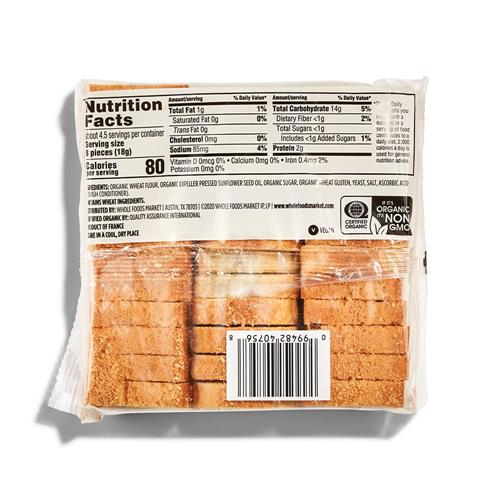 Mini toasts biologiques Whole Foods Market, 79 grammes