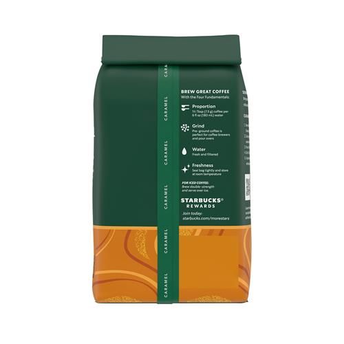 Starbucks Café moulu, café saveur caramel, naturellement aromatisé, 100 % Arabica, 1 sachet (311 g)