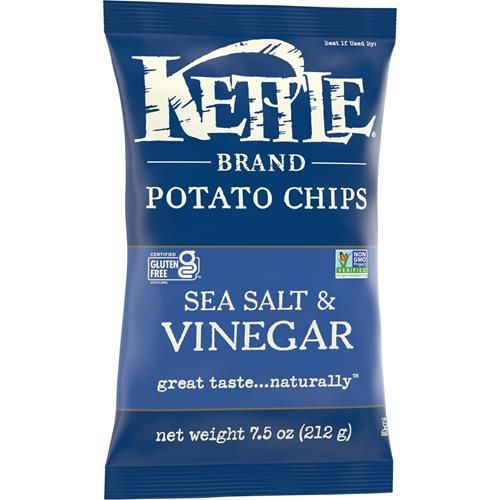 Croustilles Kettle Brand au Vinaigre de Sel de Mer, Sans Gluten, Sans OGM, Sac de 212 g
