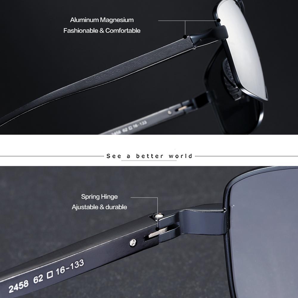 Lunettes de soleil polarisées rectangulaires de luxe élégantes, photochromiques, pour la conduite, pour hommes et garçons, avec protection UV400