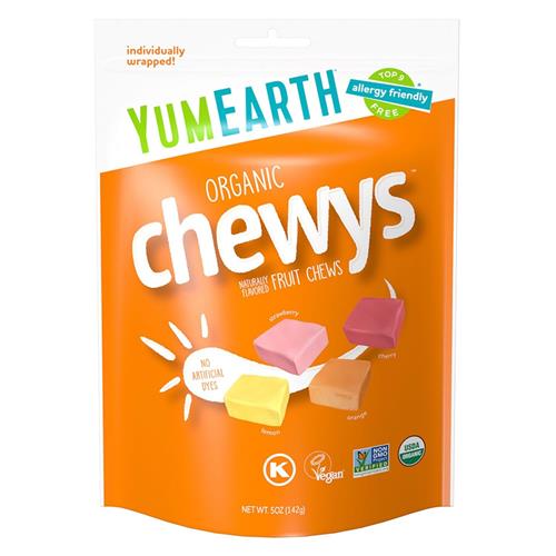 Bonbons à mâcher biologiques Yumearth, saveur de fruits, 142g, sans allergènes, sans gluten, sans OGM, végétaliens, sans arômes ni colorants artificiels (Lot de 1)