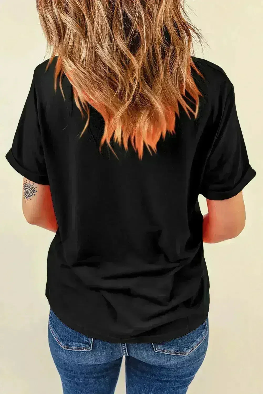 T-shirt imprimé lettres – T-shirt confortable en mélange de coton pour femme – Femstylo