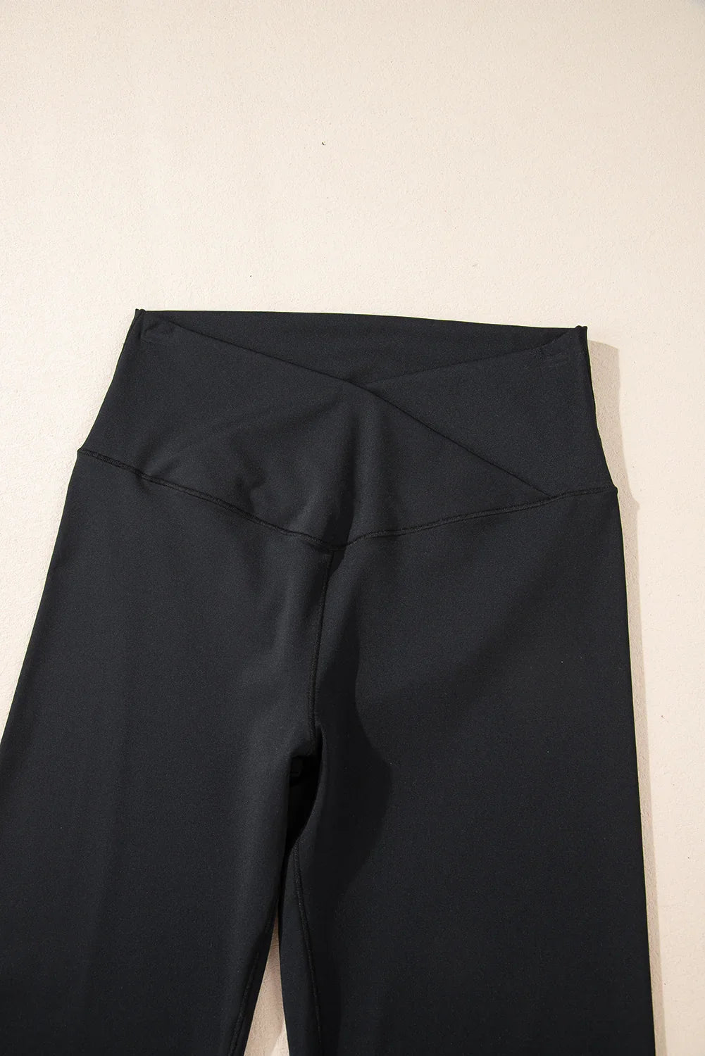 Legging taille haute évasé gris foncé en V