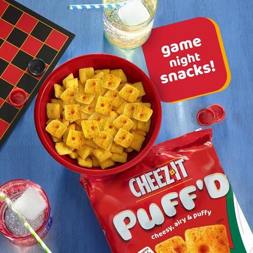 Snacks soufflés au fromage Cheez-It Puff'd, crackers soufflés, snacks pour le déjeuner, saveur Pizza au fromage, sachet de 163g (1 sachet)