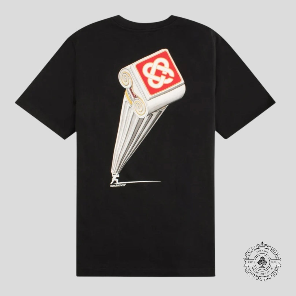T-shirt Casablanca à motif colonne penchée noir