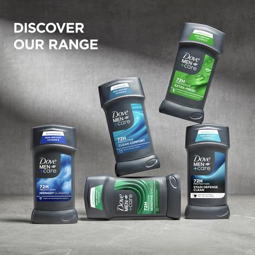 Dove Men+Care Anti-Transpirant en bâton Extra Fresh pour homme – Protection 72 heures contre la sueur et les odeurs, avec 1/4 de crème hydratante et parfum d'agrumes longue durée, 76 g