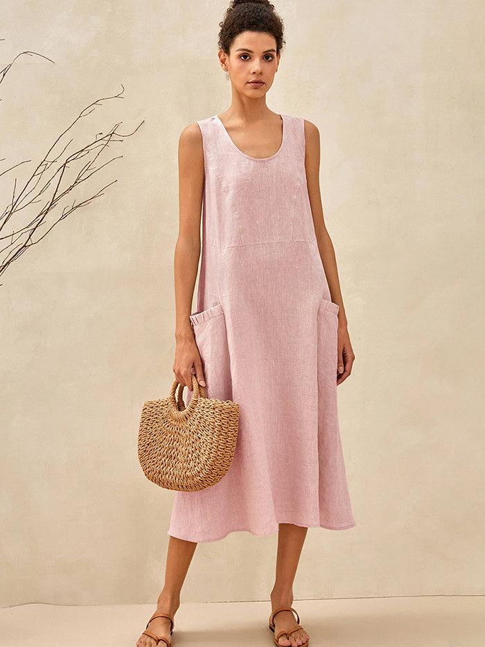 Robe de plage trapèze 100 % lin GIANA