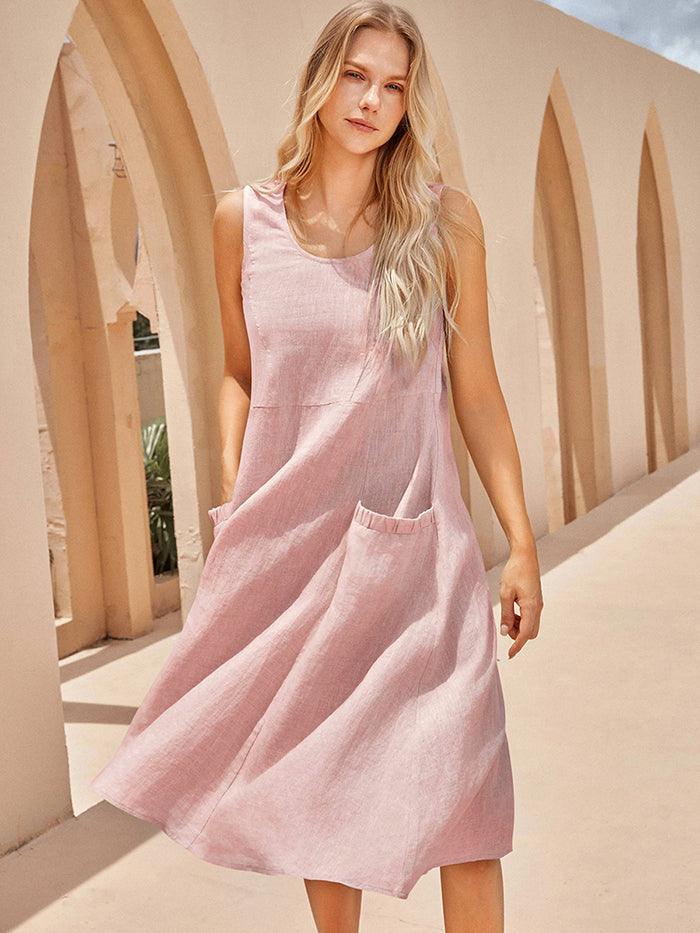 Robe de plage trapèze 100 % lin GIANA
