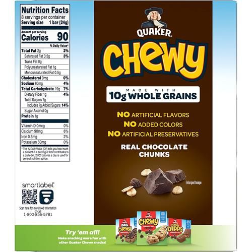 Barres granola Quaker Chewy Pépites de chocolat, 24 g, 8 unités