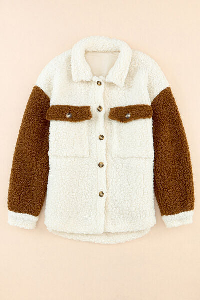 Veste Sherpa Mignonne pour Femme avec Fermeture Boutonnée et Col, Style Rétro Élégant