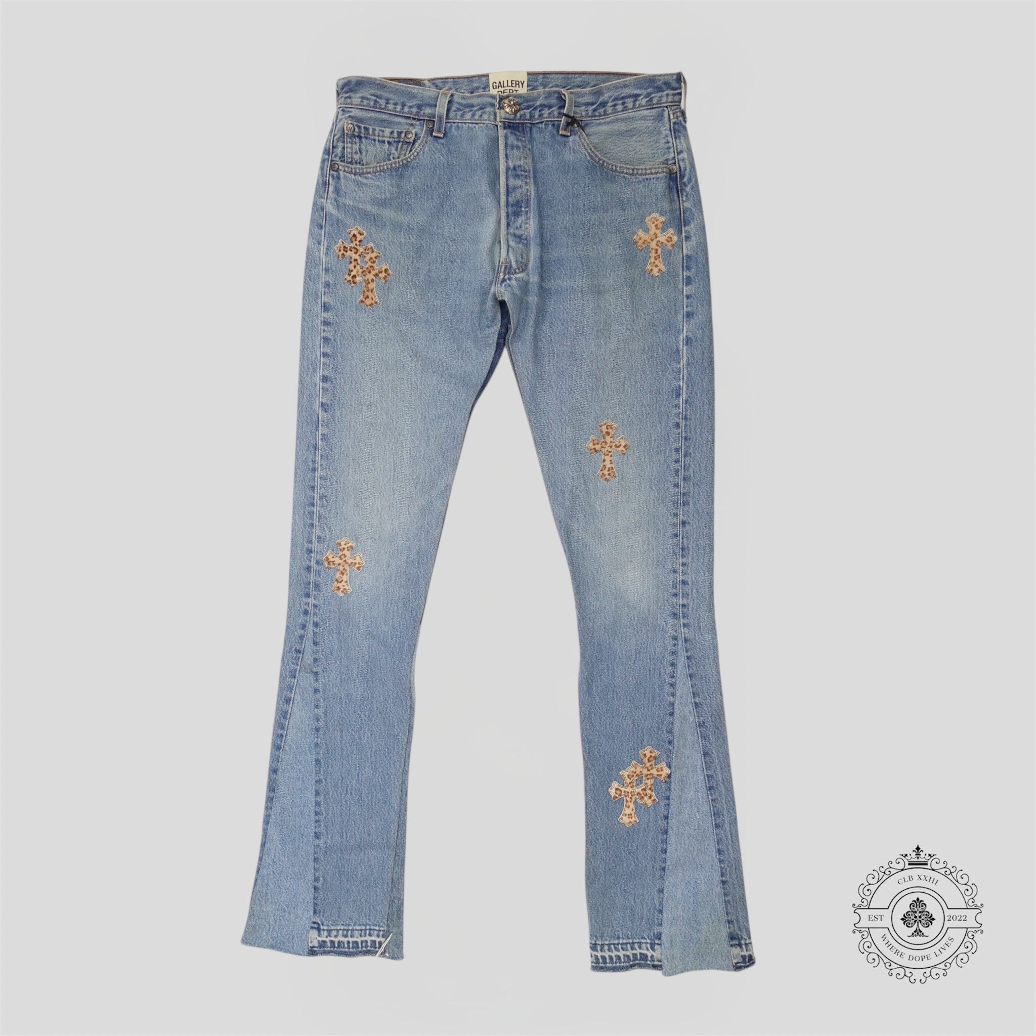 Jean Chrome Hearts X Gallery Dept. à écusson léopard