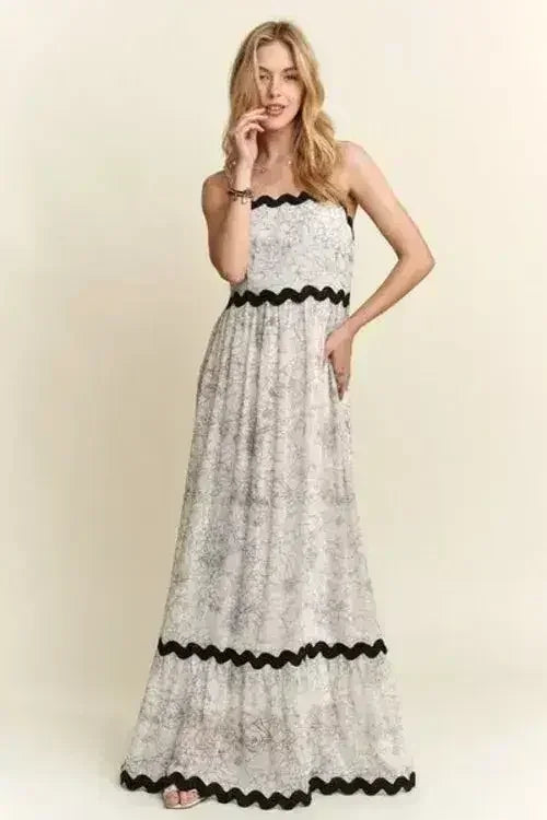 Robe longue camisole fleurie - Robe d'été à bretelles réglables | Femstylo