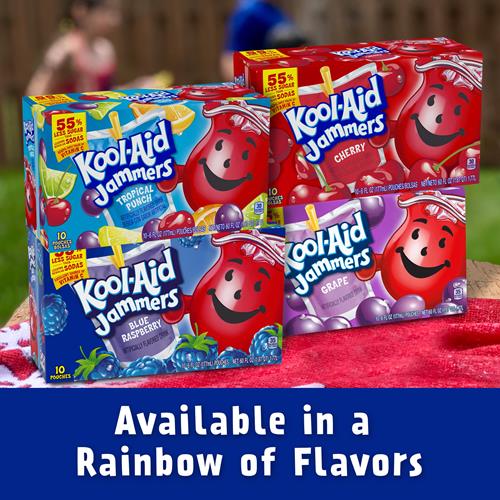 Boisson aromatisée à la framboise bleue Kool-Aid Jammers, boîte de 10 unités, sachets de 17,7 cl