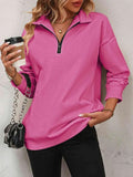 Sweat-shirt Femme à Col Roulé Zippé – Manches Longues Amples