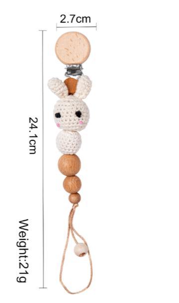 Chaîne de sucette moderne faite à la main, chaînes de dentition pour bébé, perles de panda en crochet, clips en bois, petite tige en bois pour enfants