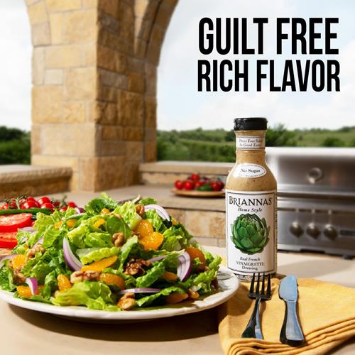 Briannas – Vinaigrette Maison Authentique – Fine Vinaigrette Faite avec des Ingrédients de Première Qualité – Sans Gluten, Casher, Sans Sucre et Vinaigrette Végétalienne – Bouteille de 355 ml