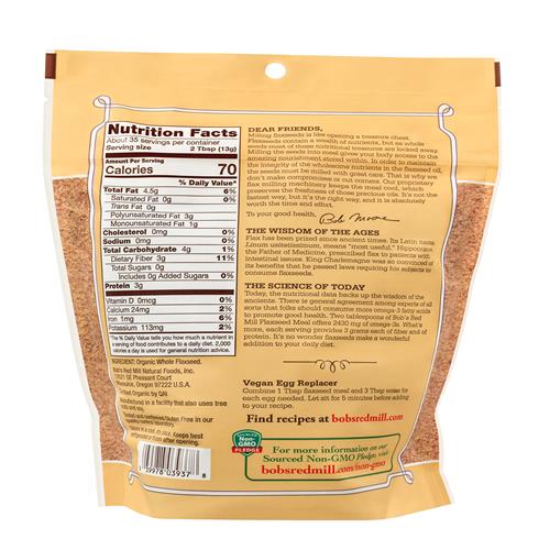 Bobs Red Mill Farine de graines de lin biologiques, 453 g (Lot de 1) - Sans OGM, végétalien, compatible Paléo, compatible Céto, casher