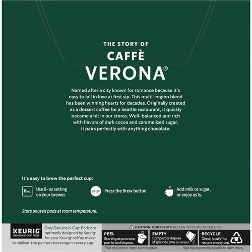 Capsules de café Starbucks K-Cup, café torréfié foncé, Caffè Verona, 100 % Arabica, 32 capsules