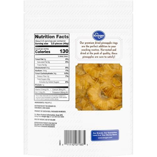 Rondelles d'ananas séchées Kroger 5 oz