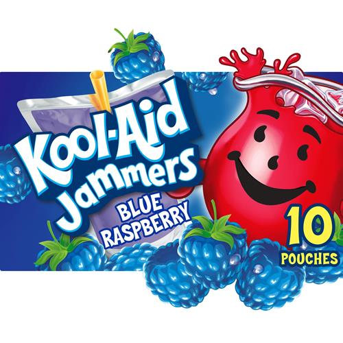 Boisson aromatisée à la framboise bleue Kool-Aid Jammers, boîte de 10 unités, sachets de 17,7 cl