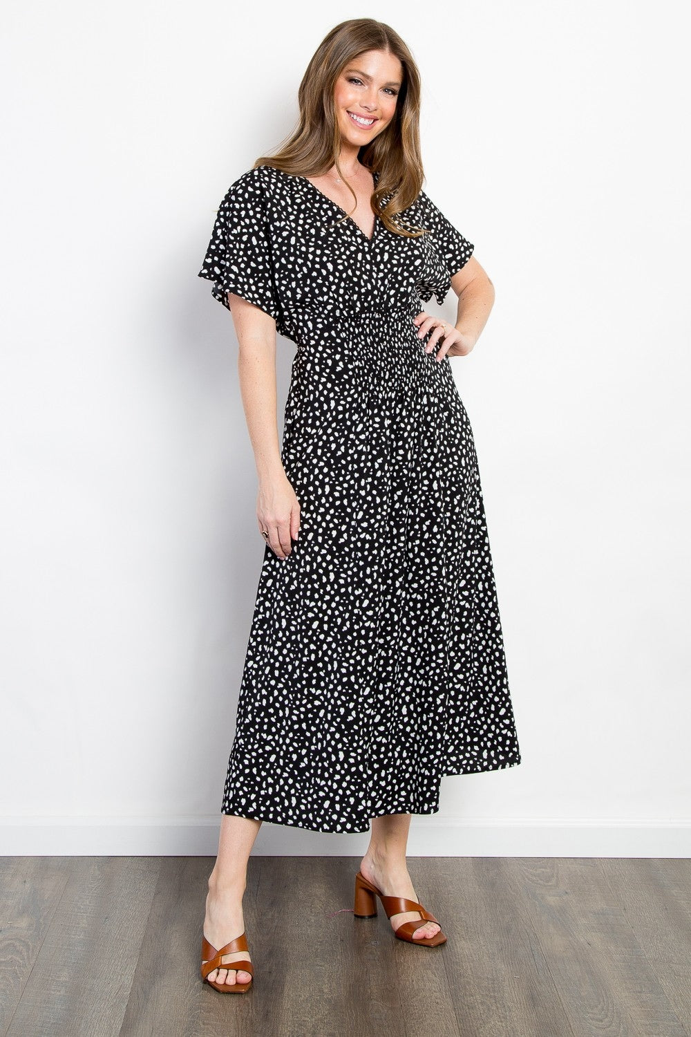 Robe longue imprimée à taille smockée – Robe à taille smockée, Robe smockée imprimée, Robe smockée florale, Robe smockée décontractée, Robe d'été chic, Robe smockée confortable, Robe jour et nuit