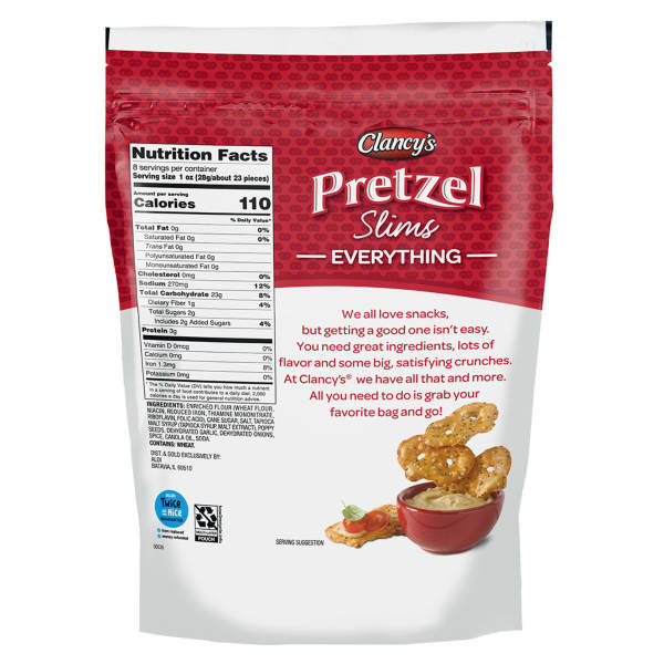 Bretzels Clancy's Everything Slims, 227 g
