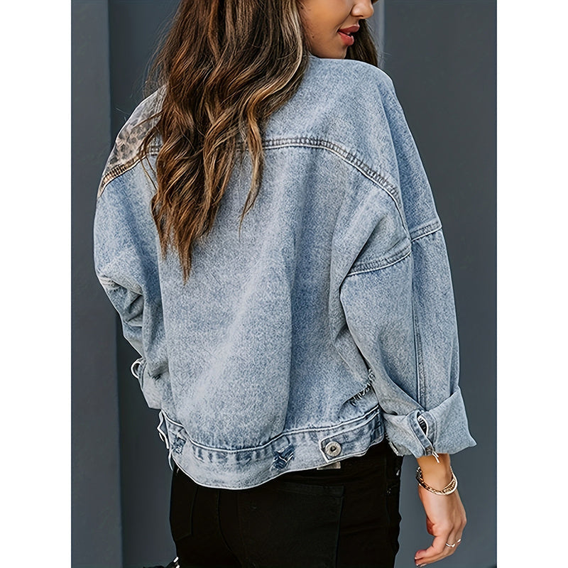 Veste en jean courte déchirée pour femme