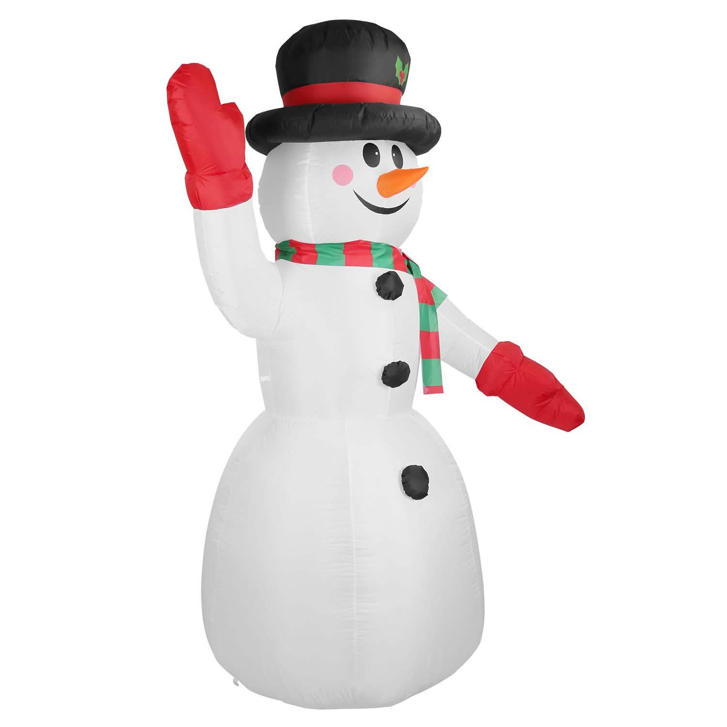 Bonhomme de Neige Gonflable Géant de Noël 2,4 m avec Lumières LED Chapeau Écharpe