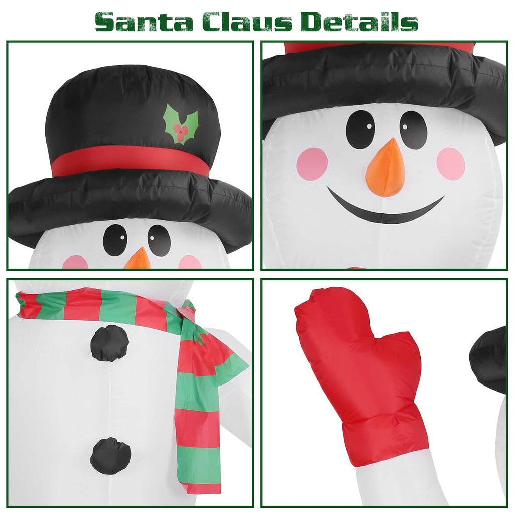Bonhomme de Neige Gonflable Géant de Noël 2,4 m avec Lumières LED Chapeau Écharpe