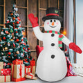 Bonhomme de Neige Gonflable Géant de Noël 2,4 m avec Lumières LED Chapeau Écharpe