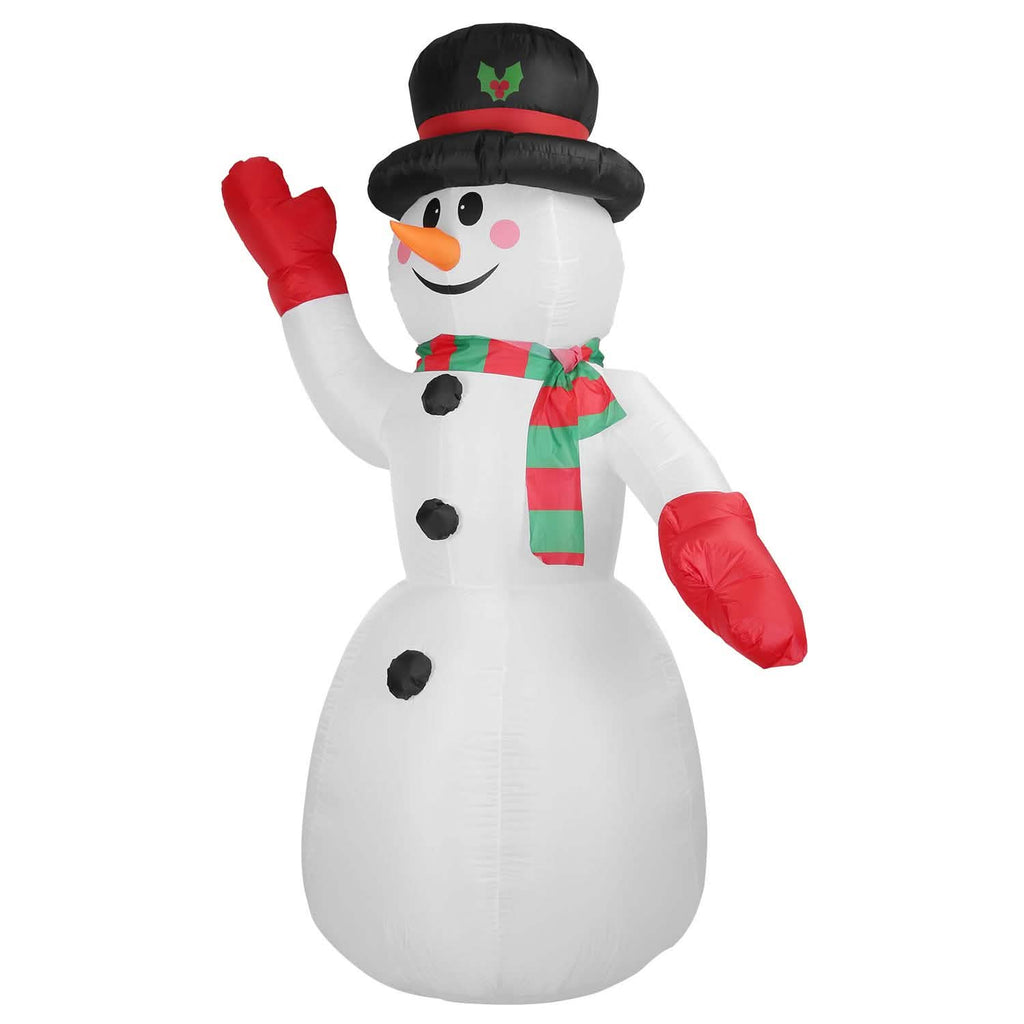 Bonhomme de Neige Gonflable Géant de Noël 2,4 m avec Lumières LED Chapeau Écharpe