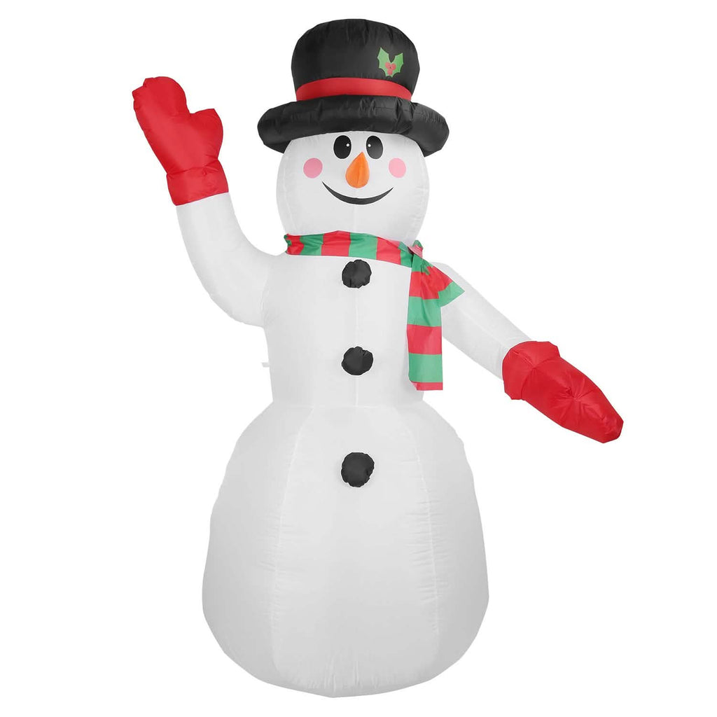 Bonhomme de Neige Gonflable Géant de Noël 2,4 m avec Lumières LED Chapeau Écharpe