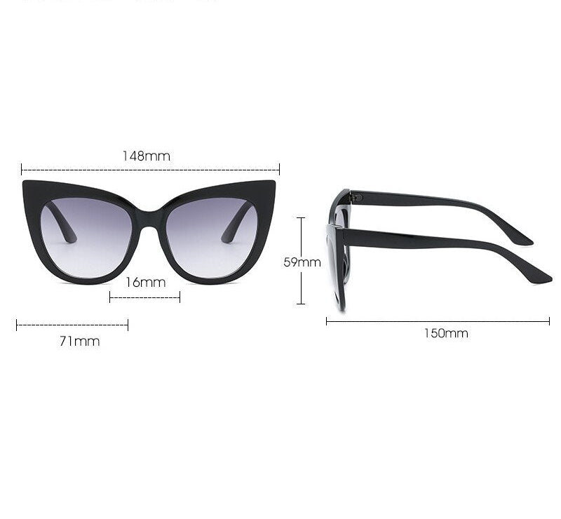 Lunettes de soleil oversize œil de chat pour femme UV400