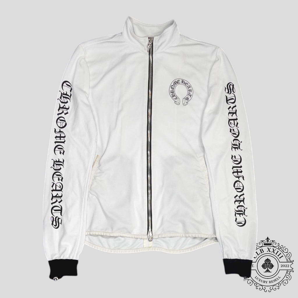 Veste de survêtement en maille Chrome Hearts Horseshoe Logo Blanche
