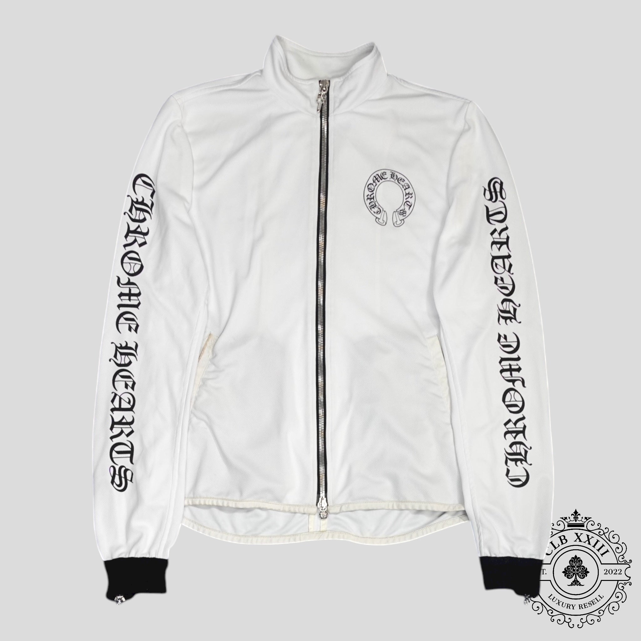Veste de survêtement en maille Chrome Hearts Horseshoe Logo Blanche