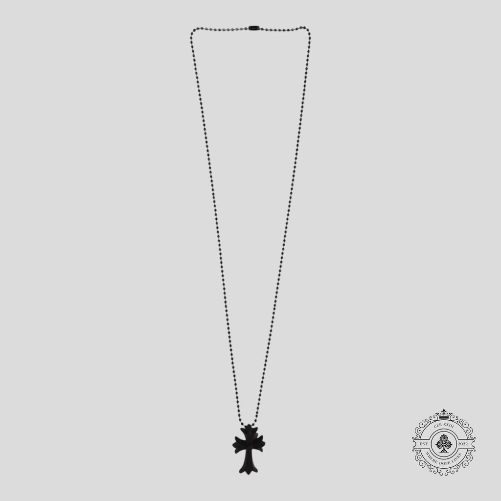 Collier Chrome Hearts croix en silicone noir