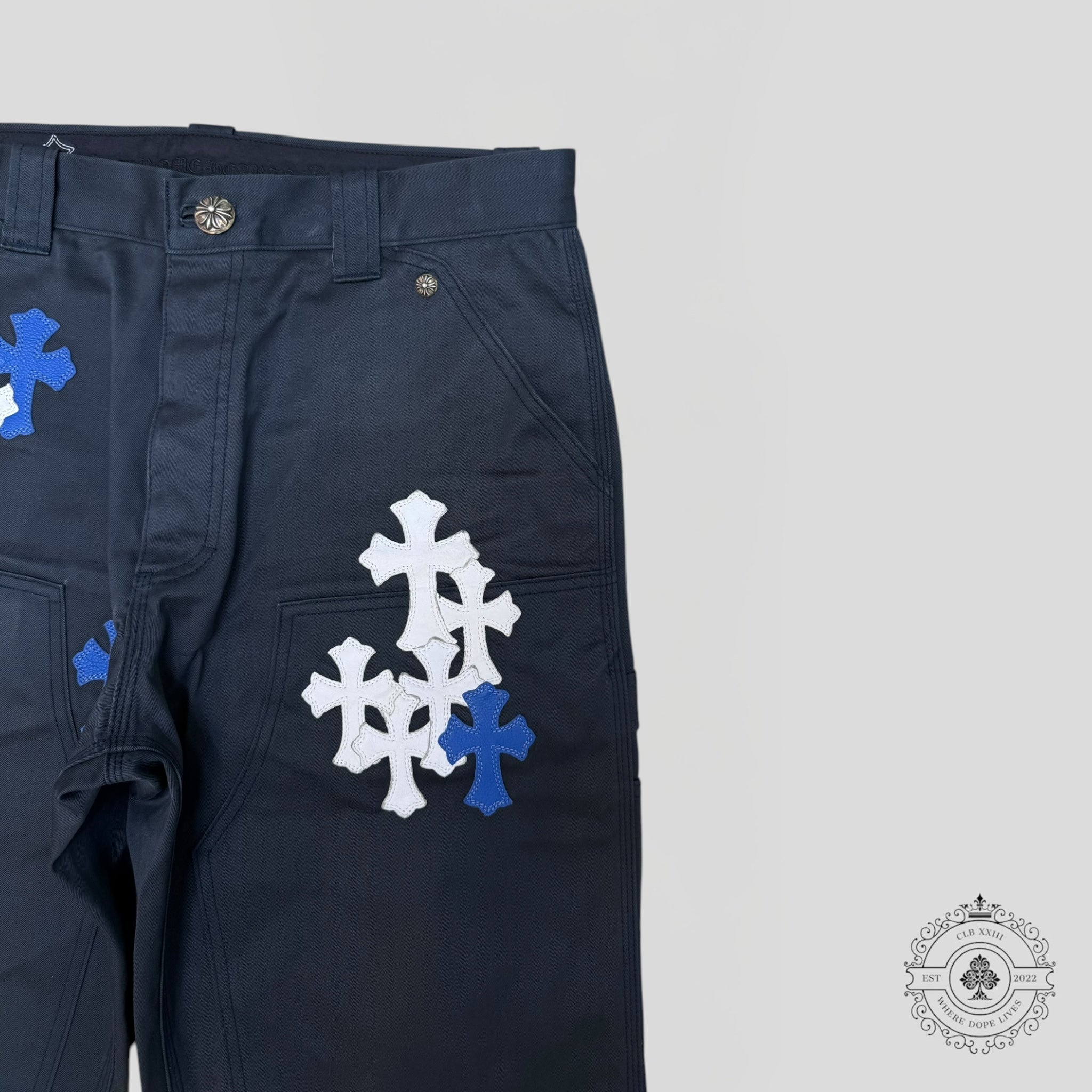 Pantalon de travail Chrome Hearts Cross Patch bleu marine