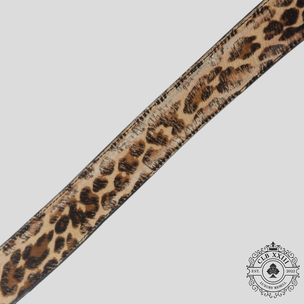Ceinture Chrome Hearts en poulain léopard