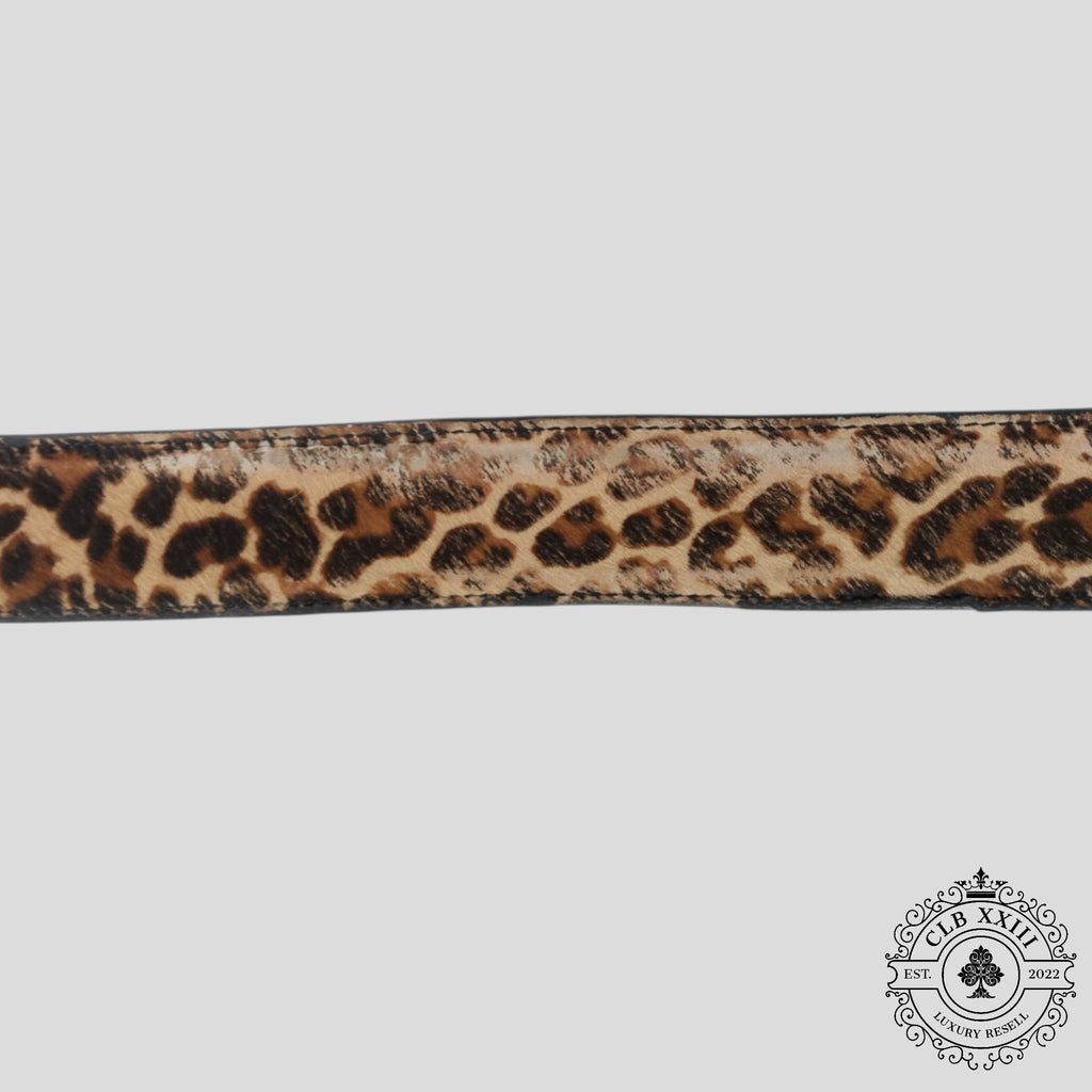 Ceinture Chrome Hearts en poulain léopard