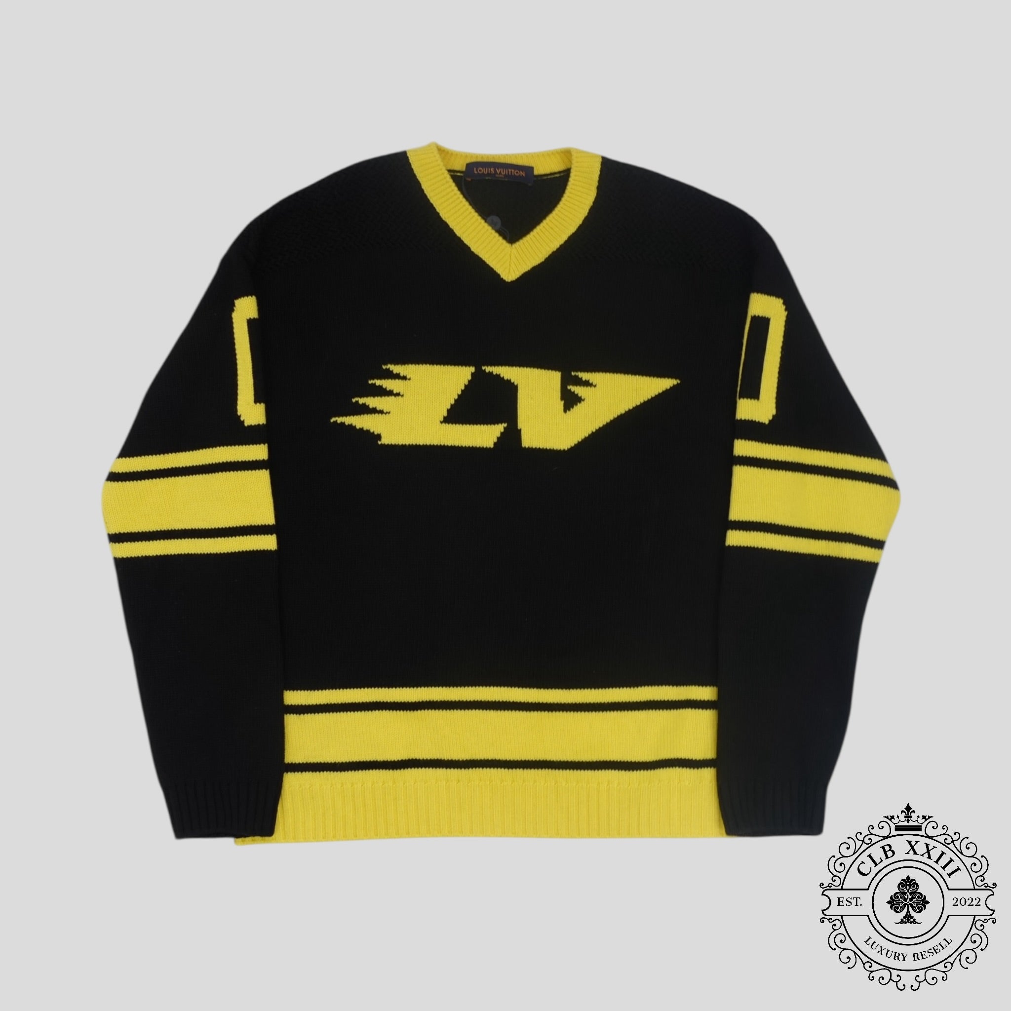 Pull Louis Vuitton Intarsia Football Noir/Jaune