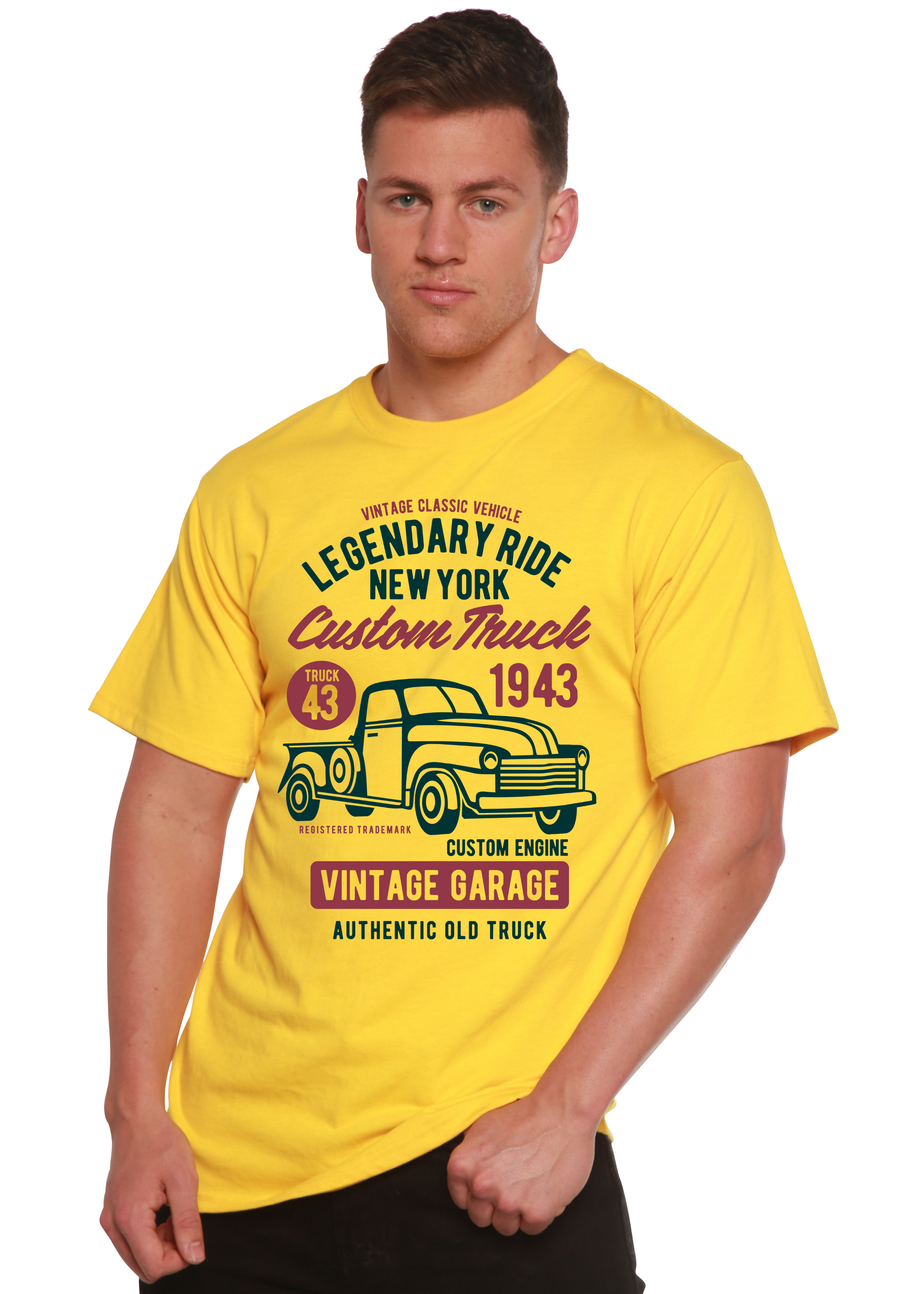 T-shirt graphique Legendary Ride à manches courtes pour homme en bambou, viscose et coton biologique