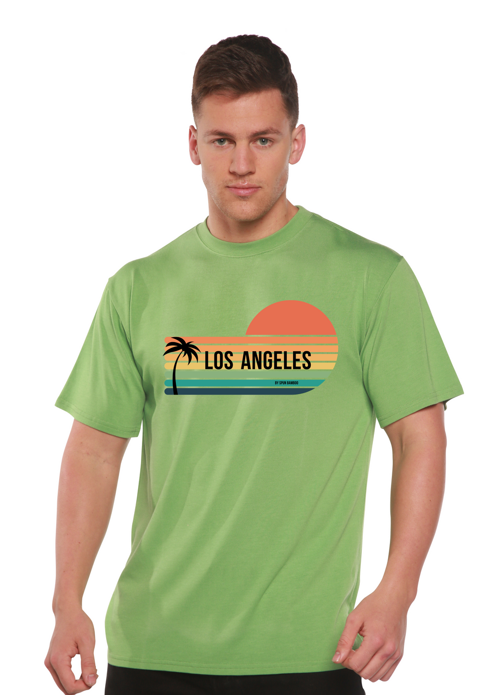 T-shirt unisexe à manches courtes à motif Los Angeles Spun Bamboo en viscose de bambou/coton biologique