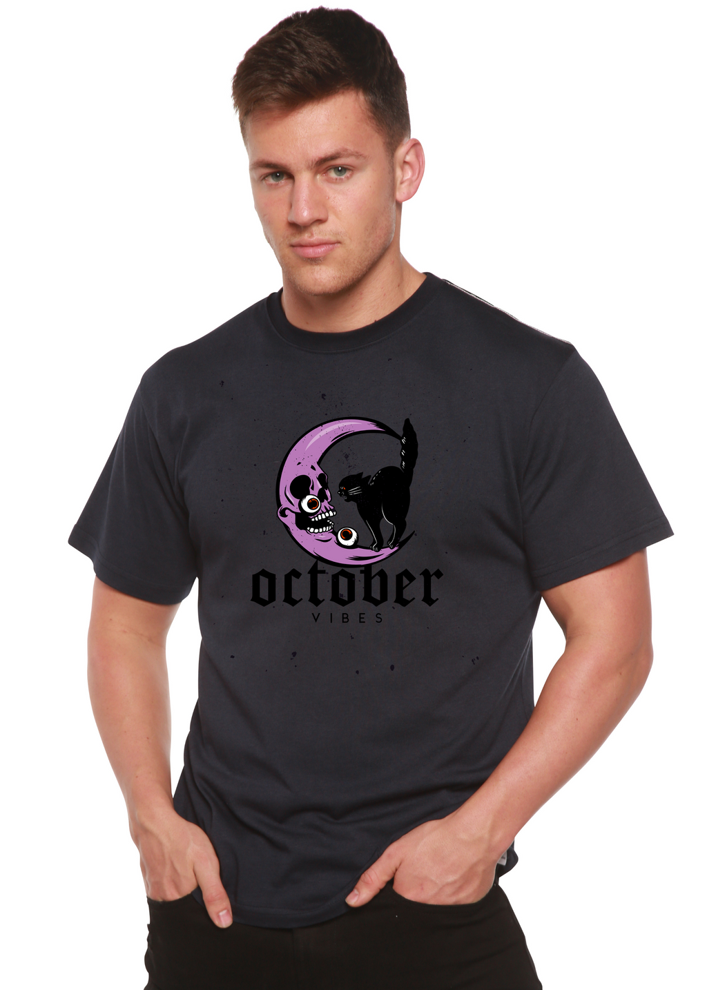 T-shirt graphique à manches courtes en viscose de bambou et coton biologique pour homme - Ambiance d'octobre