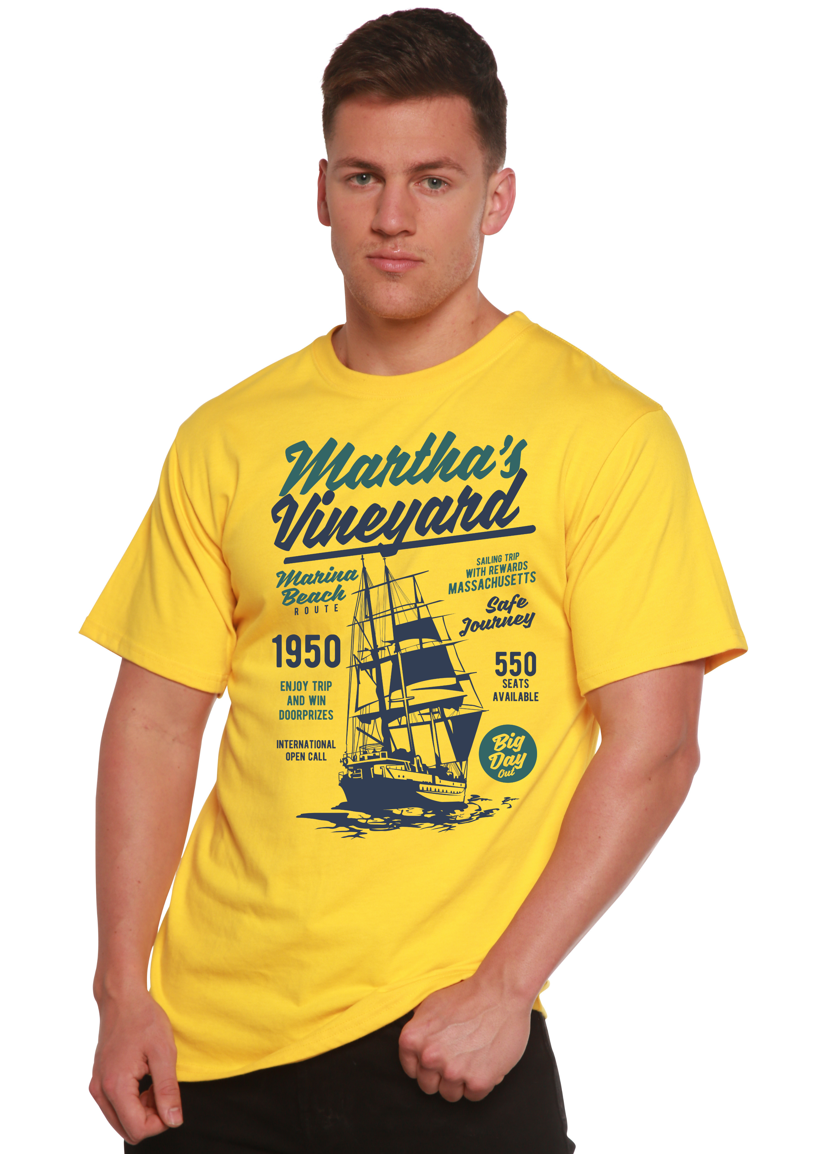 T-shirt graphique à manches courtes en viscose de bambou et coton biologique pour homme Martha's Vineyard