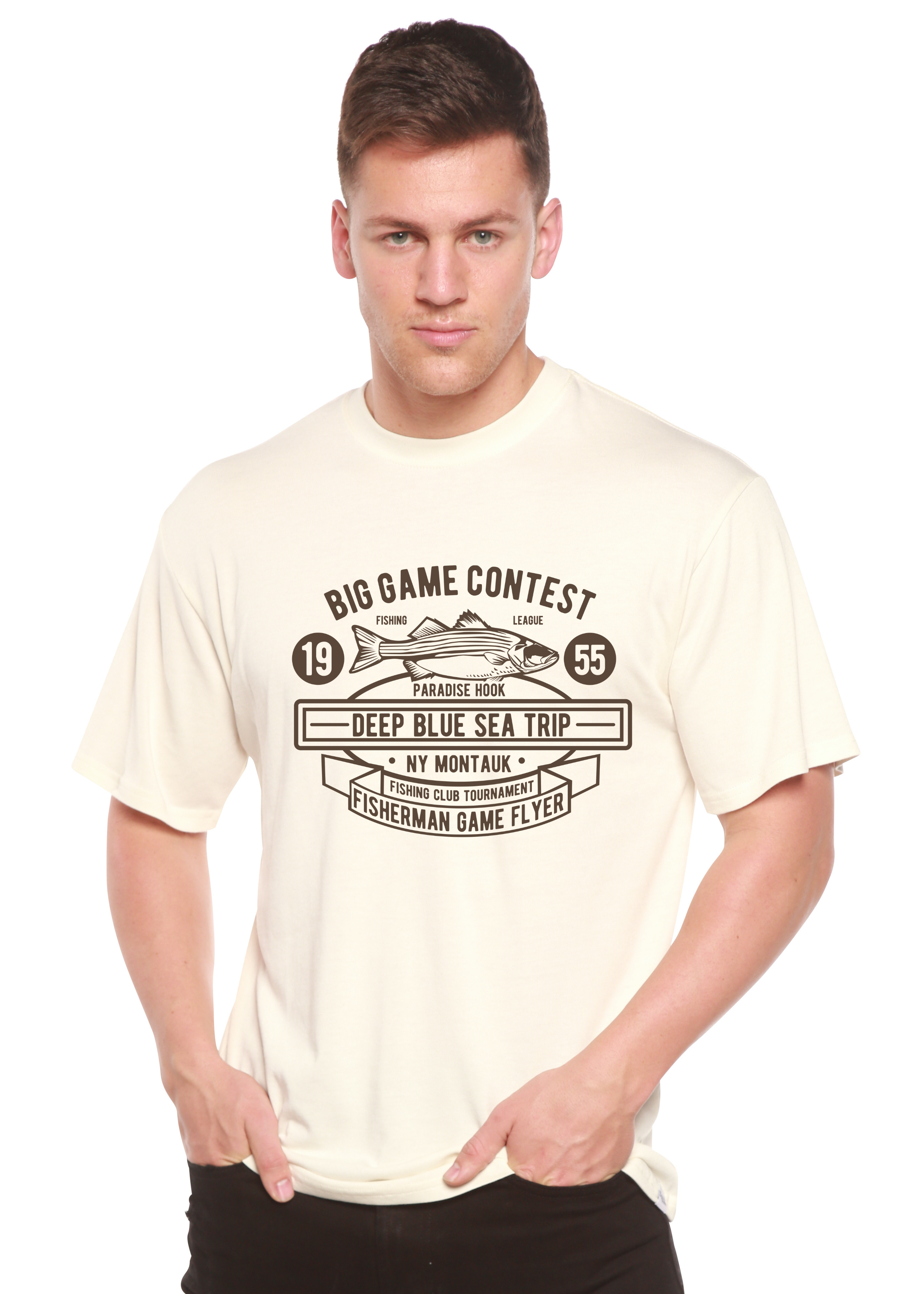 T-shirt à manches courtes avec motif imprimé en viscose de bambou et coton biologique pour homme - Concours Big Game